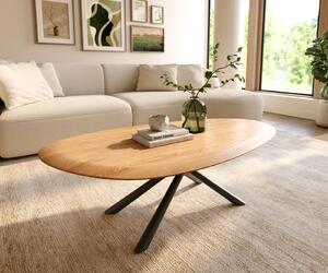 DELIFE Dohányzóasztal Edge ovális 140x75 cm tölgy természetes kerek él Sarity fém fekete