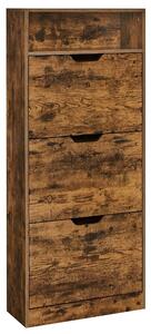Cipős szekrény 3 füles 24 x 60 x 139 cm, vintage barna