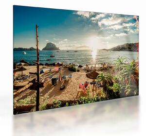 Üveg kép - Strand emberekkel (70x50 cm)