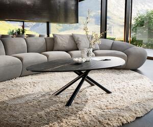 DELIFE Dohányzóasztal Edge organikus 140x76 cm Laminam® kerámia Noir Desir barna Sarity fém fekete