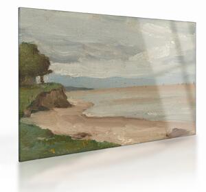 Üveg kép - Jean-Baptiste-Camille Corot, Beach Near Etretat, reprodukciók (70x50 cm)