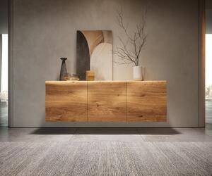 DELIFE Komód New Live-Edge 145 cm tölgy természetes 3 ajtós lebegő