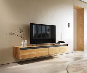 DELIFE Design TV szekrény Stonegrace 200 cm tölgy természetes pala 4 fiókos lebegő