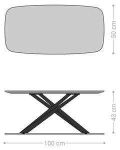 DELIFE Dohányzóasztal Edge hajóformájú 100x50 cm tölgy természetes svájci él Sarity fém fekete