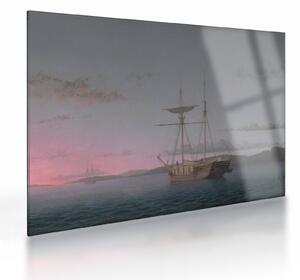Üveg kép - Fitz Henry Lane, Lumber Schooners at Evening on Penobscot Bay, reprodukciók (70x50 cm)