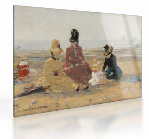 Üveg kép - Eugène Boudin, On the Beach, Trouville, reprodukciók (70x50 cm)