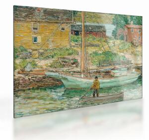 Üveg kép - Childe Hassam, Oyster Sloop, Cos Cob, reprodukciók (70x50 cm)