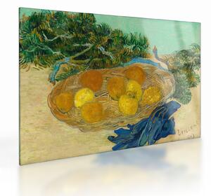 Üveg kép - Vincent van Gogh, Still Life of Oranges and Lemons with Blue Gloves, reprodukciók (70x50 cm)
