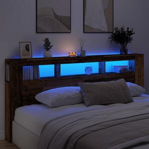 VidaXL antik fa színű szerelt fa LED-es fejtámla 220x18,5x103,5 cm