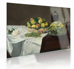 Üveg kép - Edouard Manet, Still Life with Melon and Peaches, reprodukciók (70x50 cm)