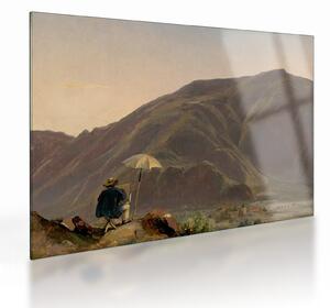 Üveg kép - Jules Coignet, View of Bozen with a Painter, reprodukciók (70x50 cm)