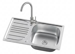 Melanstar HD7643S Cseptálcás Konyhai Mosogatótálca és Cook Állló Mosogató Csaptelep Szett - Inox, Szifonnal