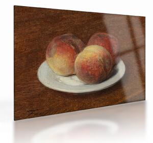 Üveg kép - Henri Fantin-Latour, Three Peaches on a Plate, reprodukciók (70x50 cm)