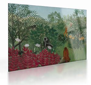 Üveg kép - Henri Rousseau, Tropical Forest with Monkeys, reprodukciók (70x50 cm)