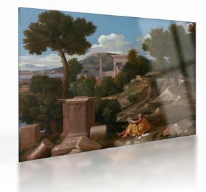 Üveg kép - Nicolas Poussin, Landscape with Saint John on Patmos, reprodukciók (70x50 cm)