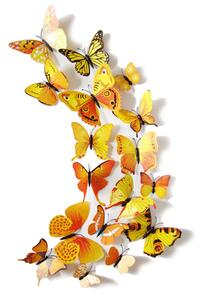 Vidám Fal Színes 3D pillangók Sárga