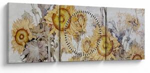 Kép - Napraforgó a falban (órával) (90x30 cm)