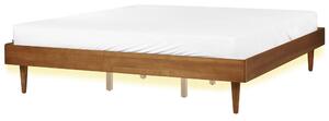 Ágy LED világítással TOUCY 180 x 200 cm Barna kőris