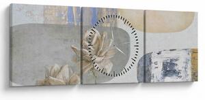 Kép - Festészet virágokkal és textúrákkal (órával) (90x30 cm)