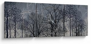Kép - Fa sziluettek levelekkel (órával) (90x30 cm)