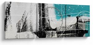 Kép - Türkiz absztrakció (órával) (90x30 cm)