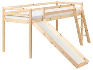 Magasított ágy Fenyő STAPLE 90 x 200 cm Csúszdával Világosbarna