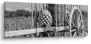 Kép - Utánfutó, fekete-fehér (órával) (90x30 cm)