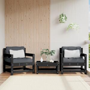 VidaXL 2 db fekete tömör fenyőfa kerti szék