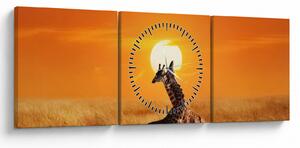Kép - Zsiráfok a Serengeti Nemzeti Parkban (órával) (90x30 cm)