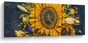 Kép - Őszi virágok (órával) (90x30 cm)