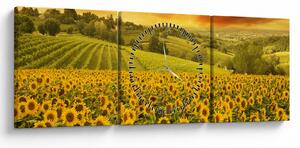 Kép - Napraforgó mező (órával) (90x30 cm)