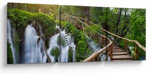 Kép - Plitvicei-tavak (órával) (90x30 cm)
