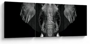 Kép - Elefánt fekete háttérrel (órával) (90x30 cm)