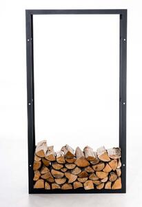 Keri fekete tűzifa tároló (25x80x100 cm)