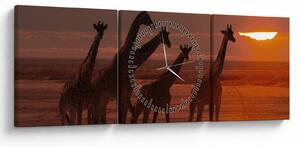 Kép - Zsiráfok az afrikai szavannán (órával) (90x30 cm)