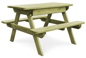 VidaXL impregnált fenyőfa gyerek piknik asztal padokkal 90x90x58 cm