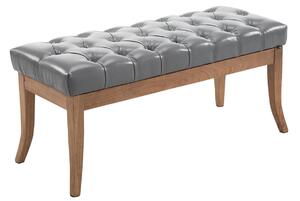 Ramses chesterfield tűzött pad, műbőr, szürke szín, 100 cm, világos láb