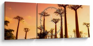 Kép - Naplemente a Baobab Alley-ben (órával) (90x30 cm)