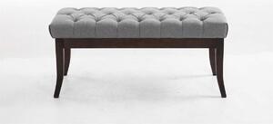 Ramses chesterfield tűzött pad, szövet, szürke szín, 100 cm, sötét láb