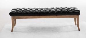 Ramses chesterfield tűzött pad, műbőr, fekete szín, 150 cm, világos láb