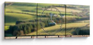 Kép - Fa polc tájképi elemekkel (órával) (90x30 cm)