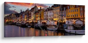 Kép - Nyhavn, Koppenhága (órával) (90x30 cm)