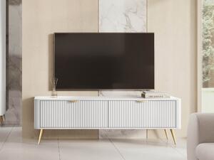 TV-állvány Lectum, Közepes sűrűségű farostlemez, Laminált forgácslap, 52x164x38cm, Fehér