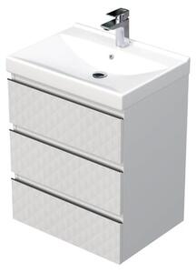 Fürdőszobaszekrény mosdóval SAT Cube Way 60x71x46 cm fehér matt CUBE3D46603ZBVER
