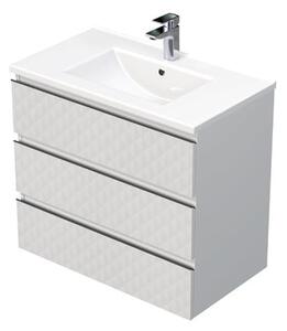 Fürdőszobaszekrény mosdóval SAT Cube Way 80x71x46 cm fehér matt CUBE3D803ZBMOD