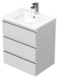 Fürdőszobaszekrény mosdóval SAT Cube Way 60x71x46 cm fehér matt CUBE3D603ZBMOD