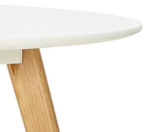 Camden kerek fehér étkezőasztal tömör tölgy lábakkal 120 cm átmérővel