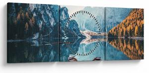 Kép - Csónakok a Braies-tónál (órával) (90x30 cm)