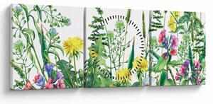 Kép - Festett réti virágok (órával) (90x30 cm)