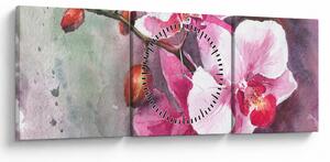 Kép - Orchideák, akvarell (órával) (90x30 cm)